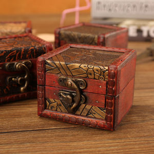 Mini antique-style small square box European retro wooden storage antique distressed photography props factory wholesale