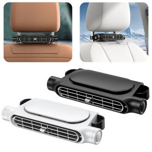 【จัดส่งภายใน 3 วัน】รุ่นปลั๊ก USB / รุ่นแบตเตอรี่ในตัว 3000 มิลลิแอมป์12V/24V รถที่นั่งกลับพัดลมระบายความร้อน USB ชาร์จอัตโนมัติพนักพิงศีรษะระบายอากาศพัดลมสองหัวไฟฟ้ารถยนต์พัดลมระบายความร้อน 360 องศาหมุนสำห