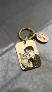 Custom Photo Engraved Brass Keychain Personalized One-Side Keepsake for Gifts Pets & Loved Ones