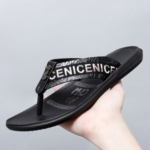 Mens Casual Summer Thong Slippers Outdoor Beach Shoes Breathable Split Color Pattern Leisure Korean Style Sandals