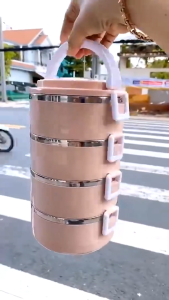 Hộp Cơm Giữ Nhiệt Văn Phòng Inox 4 Tầng Lúa Mạch - Cà Men Giữ Nhiệt 4 Tầng Siêu To Dung Tích 28L