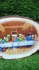 Tranh gỗ laminate in hình “Bữa tiệc ly” 20x30(cm) có 2 màu nâu đậm và xanh nhạt quà tặng công giáo