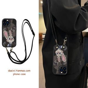 Creative Silicone Phone Case for Apple 16 Womens Crossbody Full Cover Protective Shell with Lanyard Cute Oil Painting Style