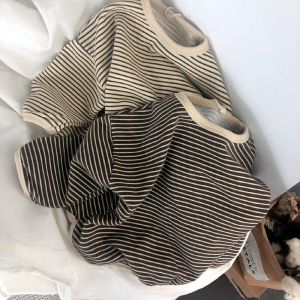 Korean Style Boys Sweatshirt Striped Loose Top Fashionable Autumn Wear Childrens T-shirt Versatile Korean Version Long Sleeve