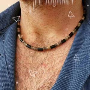 Vòng Cổ Choker Ngắn Thủ Công Làm Từ Vỏ Dừa Tự Nhiên Dành Cho Nam 18 Inch Trang Sức Chữa Lành Phong Cách Hip Hop Rock Phụ Kiện Thời Trang Quà Tặng