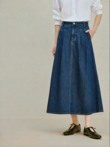 INMAN | Retro Cotton Pleated High Waist Slimming Long A-Line Skirt