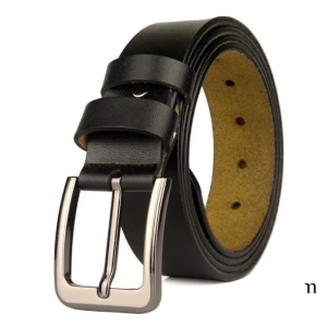 Mens Adjustable Leather Belt - Pin Buckle Waist Strap for Casual/Office/Outdoor for Christmas Gift