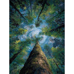 Tall Forest Tree Swirl Sky Impressionist Artwork Jigsaw Puzzle 500/1000/1200/2000PCS Stress Relief Puzzle Wall Art Decor Gift