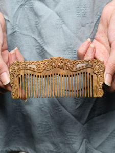 Portable Green Sandalwood Comb Original Chinese Style Clouds of Good Fortune Massage Meridian Wooden Hair Comb Personal Care Tool