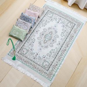 Muslim Prayer Rug With Prayer Beads and Portable Bag Muslim Gift Islamic Soft Mat Gifts Set Turkish Carpet For Ramadan Eid Hajj