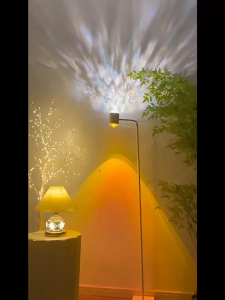 D168 Đèn san Đèn ngủ hai đầu xoay 360* nhiều màu tùy chỉnh điều khiển từ xa hình gợn sóng nước hình hoàng hôn lãng mạn