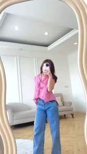 NANDO ATASAN KEMEJA WANITA RIBBON BAHAN KATUN POPLIN LENGAN PENDEK