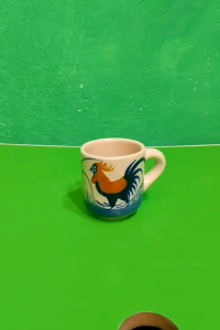 Set 2 Tách trà có quai vẽ thủ công con gà kiểu xưa