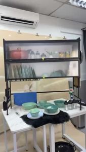 【🧊【2-Tier Dish Cabinet】LIVING STORE Sink Dish Rack with Sliding Cover | Rak Pinggan Bertingkat Dapur | Tempat Mangkuk