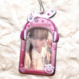 Duck World Ducky World Cute Cat Rabbit Ear 3 Inch Photo Decor Small Card Holder Fan Mail Storage Pendant PVC Material