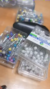 100Pcs DIY Round Pearl Head Needles Metal Long Needle Bandana Brooch Sewing Pins Cross Stitch