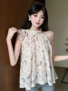 GUZILIAN | Charming Beautiful Butterfly Knot Strap Vest Womens Outerwear Summer Thai Pure Desire Sweet Spicy Tube Top Small Top
