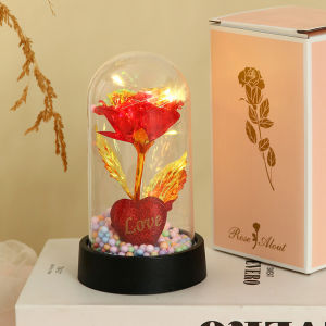 1PCS Eternal Rose Night Light Simulation Rose Desktop Decoration Ornament Bedroom Decoration Holiday Gift for Female Friends