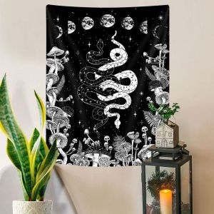 VIKAMA Bí Ẩn Tarot Rắn Mặt Trời Mặt Trăng Hoa Bohemian Thiên Thảm Treo Tường Cho Phòng Ngủ Ký Túc Xá Trang Trí Nhà Polyester