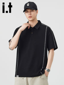 izzue | Elegant Textured Open-Stitch Short Sleeve Mens Polo Shirt