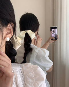 White Butterfly Knot Hair Clip Womens Low Ponytail Duckbill Hair Clip Headwear Korean Style Fabric Hair Accessories