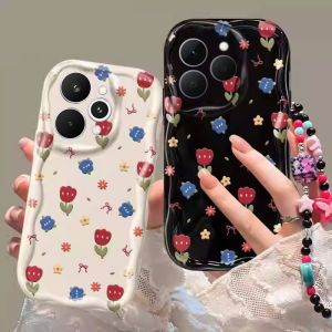 เคสโทรศัพท์ Realme 15 Pro Realme 15T 14T Realme 14 Pro + Plus 5G พร้อมสร้อยข้อมือลูกปัดเพ้นท์ผีเสื้อที่ทันสมัยเคสปกป้องเลนส์ซิลิโคนนิ่มฝาครอบด้านหลัง