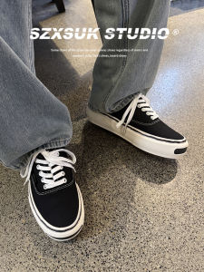 Trendy Mens Low-Top Casual Canvas Shoes Breathable Retro Thick Bottom Heightening Open Smile Socks Japanese Style Shoes