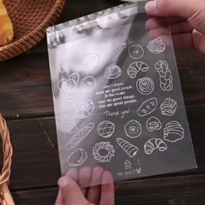 100Pcs Plastic Bread Packaging Bags Toast Doughnut Cookie Food Self Adhesive Gift Bag Food Storage