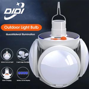 DIDI 600W Lampu Pasar Malam Solar LED Camping Light Waterproof Outdoor Rechargeable Light Portable Tent Lamp