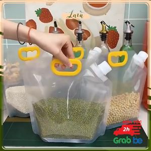 Túi Đựng Thực Phẩm Có Tay Cầm Trong Suốt Kín Hơi. Túi Bảo Quản Thực Phẩm Đồ Khô Có Thể Tái Sử Dụng