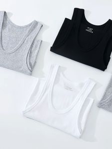 VINTLOOK เสื้อกล้ามผู้ชายเสื้อกั๊กแขนกุดแบบลำลองรูปตัว I ระบายอากาศ