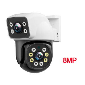 Camera IP WiFi Ngoài Trời 6K 12MP Màn Hình Kép PTZ Tự Động Theo Dõi Camera Giám Sát An Ninh Nhà Cửa HD 8MP Với 3 Ống Kính