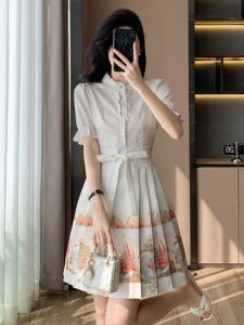 SUYE | New Style Womens Hanfu Dress Summer Novelty Elegant Design Embroidered Mamian Skirt