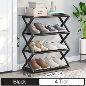 4 Tiers Shoe Rack Easy To Assemble Multi-Layer Shoe Storage Rack Dustproof Simple Shoe Rack Indoor /Outdoor Rak Kasut Murah Space Saving Shoe Shelf shoe box