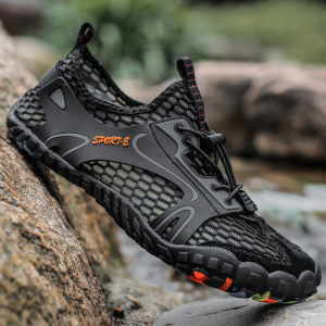 Nam Đi Biển Mùa Hè Giày Sandal Cao Su Ngoài Trời Chống Trơn Trượt Giày Đi Mưa Size Lớn Nhanh Khô Dòng Giày Leo Núi