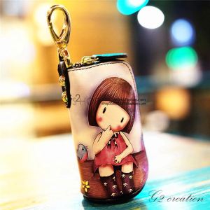 Large Capacity Cute Key Pouch Womens Multi-Function Car Key Holder Cartoon Coin Storage Bag Fashionable Korean Style Zipper Closure