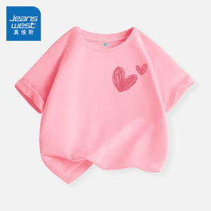 Pure Cotton Short Sleeve T-Shirt for Girls Baby Cute Childrens Summer Casual Loose Fit round Neck Cartoon Print Top