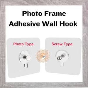 ALife World Photo Frame Punch-Free Non-Trace Self Adhesive Nails Wall Hook For Hole Hanging Photo Frame Painting Clock Suitable for Bathroom Living Hall Bedroom and etc