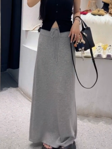 MANMI | Elastic Waistband Drawstring Casual Minimalist Design Slimming American Style Skirt