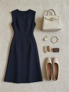 QINGMUZI | Sleeveless Elegant Waist-Shaping Midi Dress