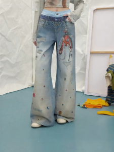 unifree | Quần Jeans Nữ Ống Dọc Kiểu Phong Cách Đường Phố Mỹ Ba Mảnh Thời Trang