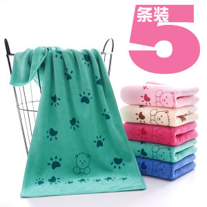 Cartoon Towels Set of 5 Soft Absorbent Quick Dry Non-Shedding Polyester Nylon Blend Home Use Face Wash Towels Head Towels