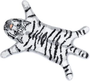 VIKAMA Tiger-Shaped Rug Insulating Warmth-Retaining Non-Slip Entrance Hallway Doormat Bedroom Entrance Bedside Rug Home Decor