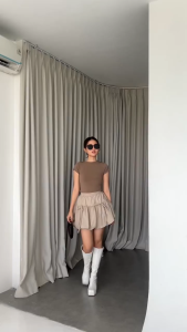 Rok Pendek Balon Korean Basic Highwaist Wanita Coquette Mini Skirt With Furing