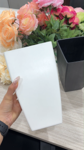 Modern Square Plastic Plant Pot with Drainage Hole 15x24cm | Black/White Planter for Indoor Outdoor Plants Home Garden Decor