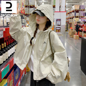 Decathlon Farm Super Cute Womens Short Outdoor Climbing Jacket Spring 2025 New Fashion Waterproof Coat Long Sleeve Hooded