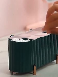 BestGila MALAYSIA Dust-proof Makeup Organizer Makeup Storage Box For Cotton Pads Swabs 3 Compartments Makeup Container wt Lid Bekas Kapas Bekas Kosmetik 化妝品收納盒