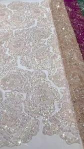 OLEVO | 2026 Tulle Net African Luxury Crystal Stone Beads Lace High Quality Luxury Nigerian Sequins Lace Fabric For Wedding Dress AT2949