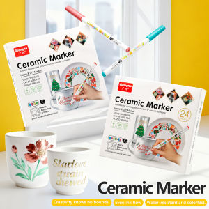 12/24 Colors Ceramic Paint Marker Pens Acrylic Paint Pens for DIY Ceramic Painting Wood Rock Paint Glass Drawing Non-Toxic