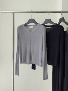 Gray Ice Silk Thin Knitted Cardigan Outerwear Women Summer Korean Style Chic Cover up Air Conditioning Shirt Top